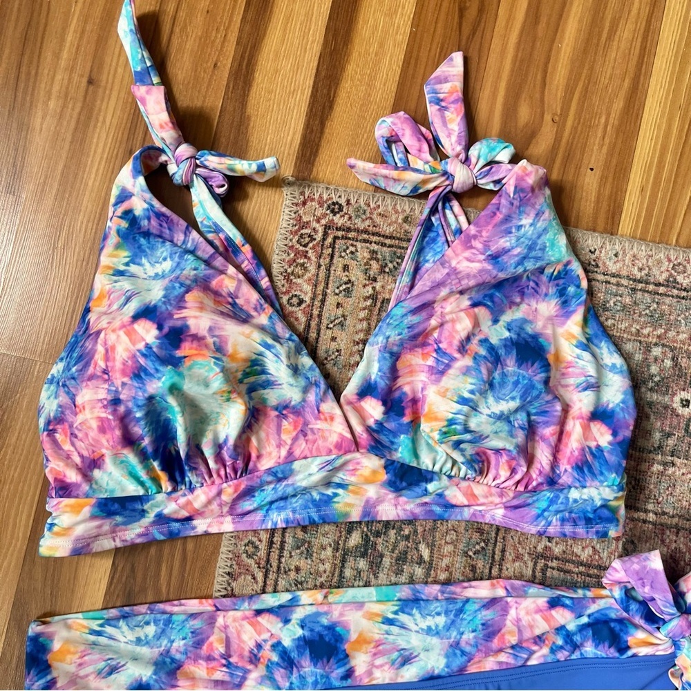 Swimsuits For All Tie Dye Shoulder Bikini Set Shirred High Waist Brief 22 / 24 - Picture 6 of 12
